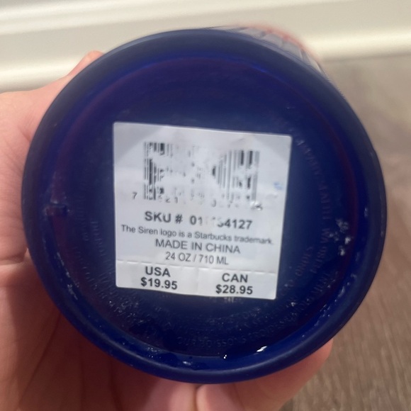 Starbucks Summer 2022 Watermelon Pink Blue Grid Tumbler Cold Cup 24oz Cup - Picture 3 of 5
